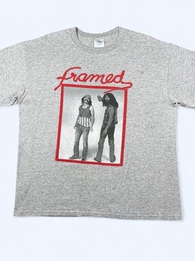 Vintage Cheech & Chong Framed Photo Graphic T-Shirt M&O Knits Large Grey Comedy